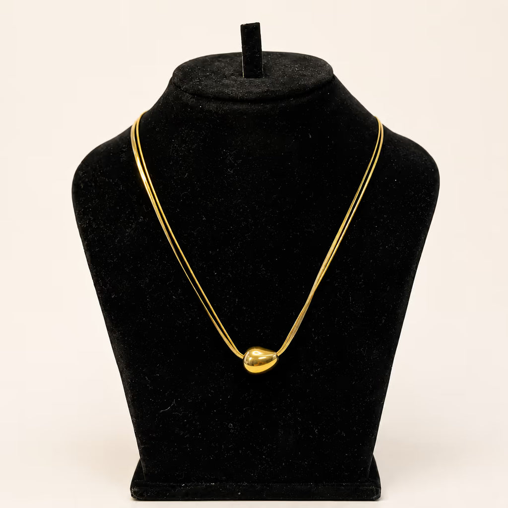 Gold Snake Chain Bean Pendant Necklace - View 2 - Shop Aizel