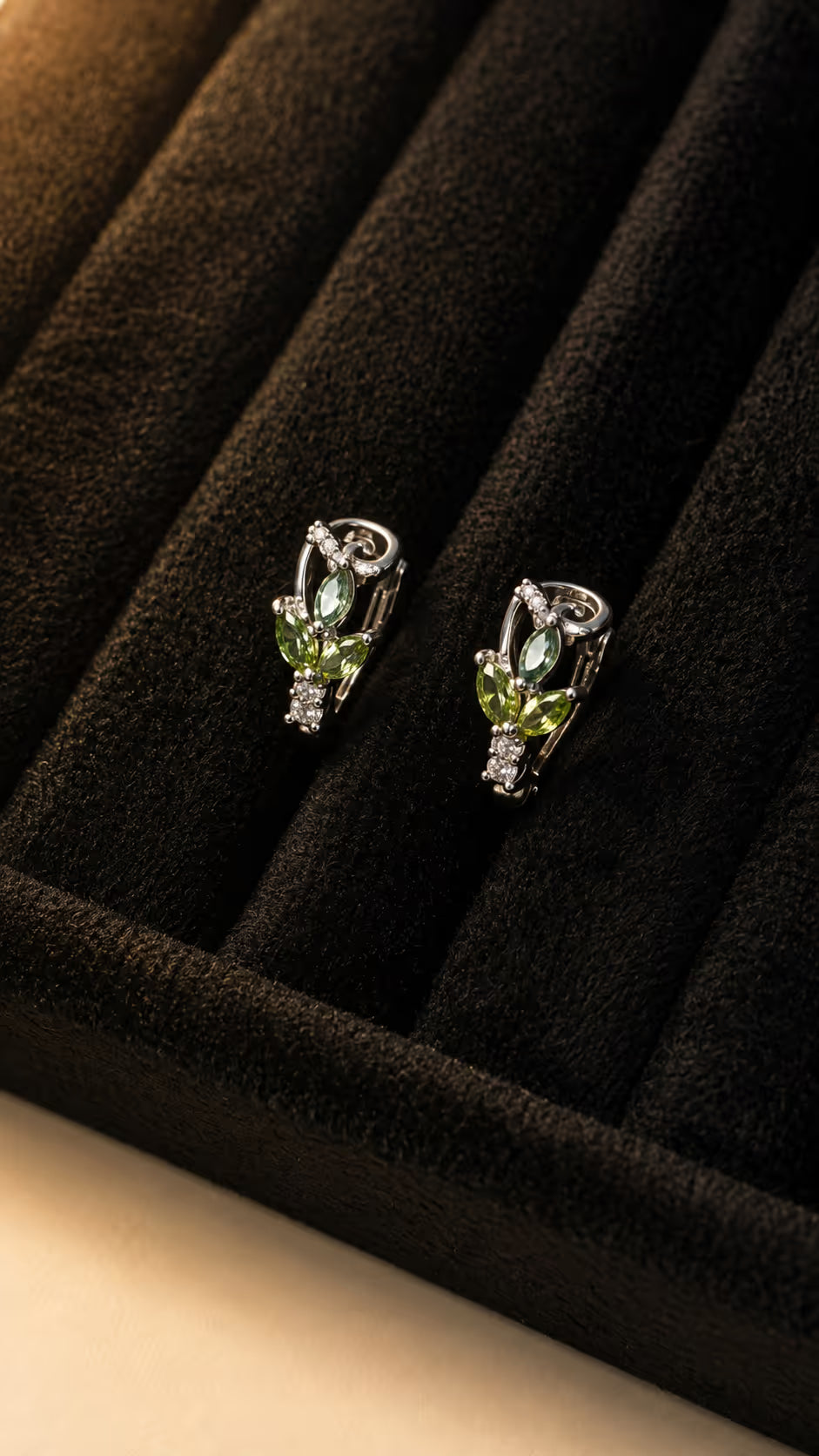 Green Marquise Crystal Stud Earrings - View 1 - Shop Aizel