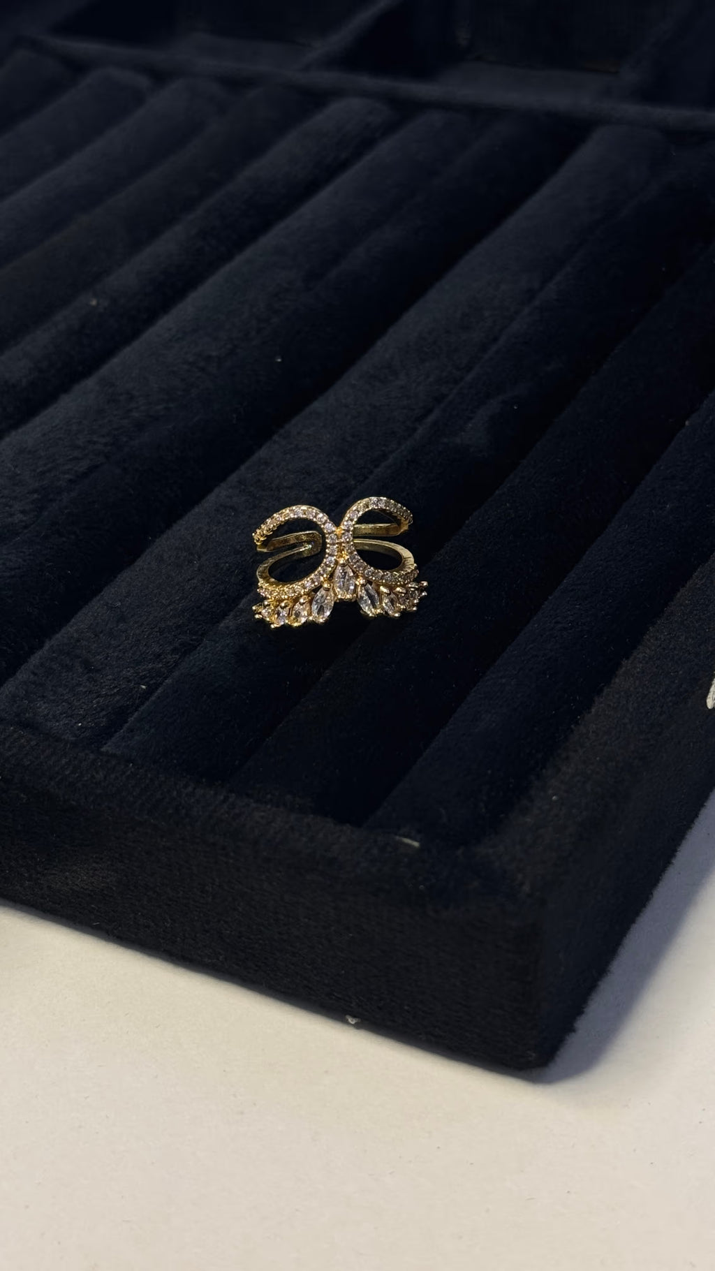 Gold Marquise & Round Crystal Statement Ring - View 4 - Shop Aizel