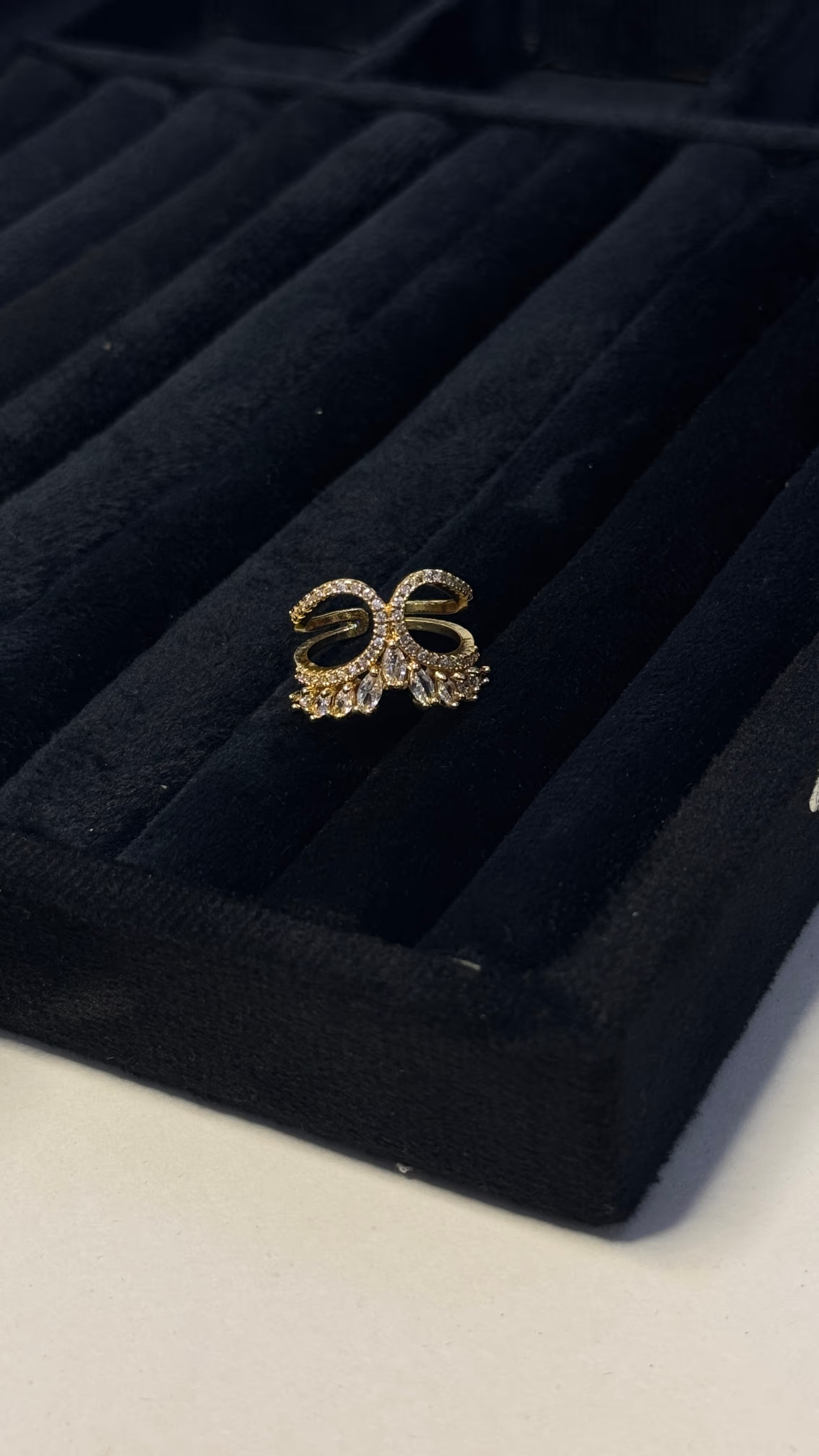 Gold Marquise & Round Crystal Statement Ring - View 4 - Shop Aizel