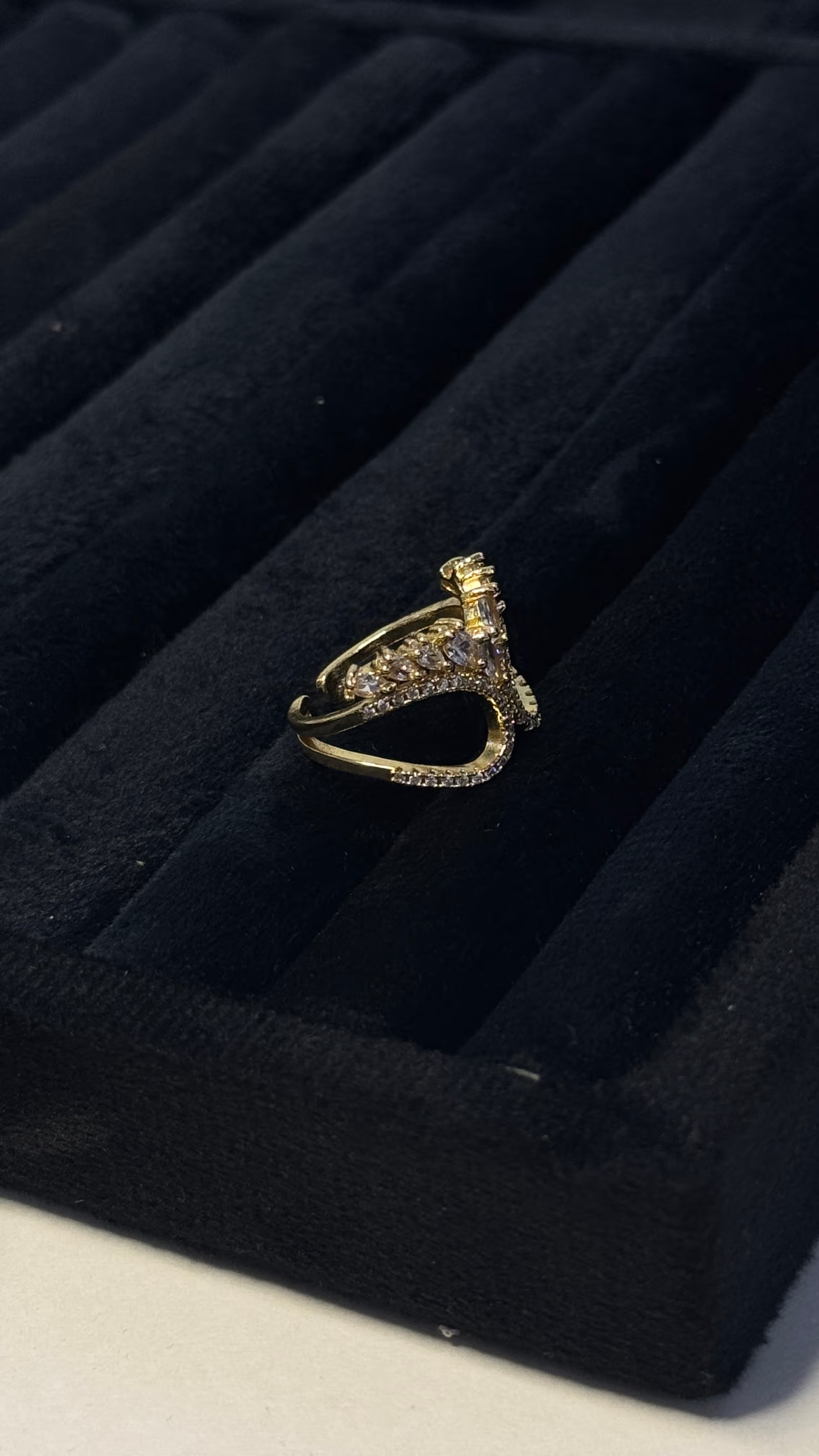 Gold Marquise & Round Crystal Statement Ring - View 5 - Shop Aizel