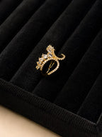 Gold Marquise & Round Crystal Statement Ring - View 1 - Shop Aizel