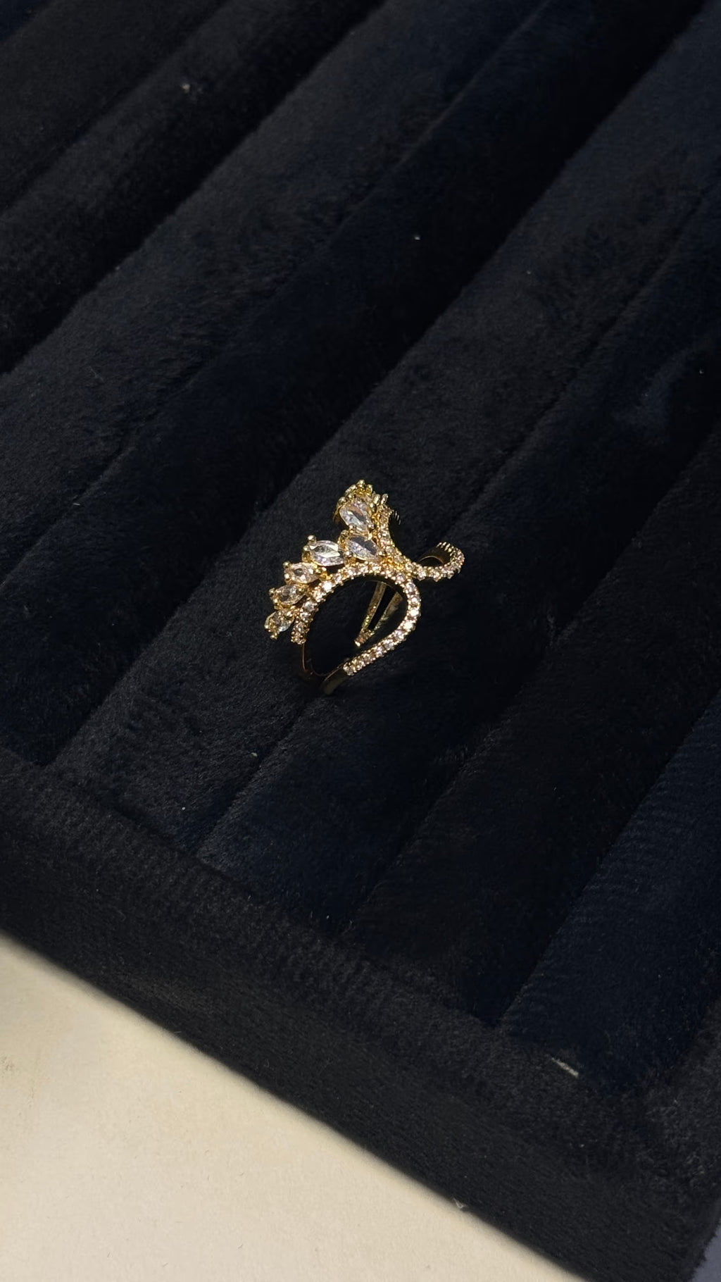 Gold Marquise & Round Crystal Statement Ring - View 6 - Shop Aizel