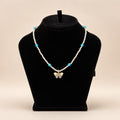 Pearl & Turquoise Butterfly Pendant Necklace - View 1 - Shop Aizel