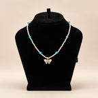 Pearl & Turquoise Butterfly Pendant Necklace - View 1 - Shop Aizel