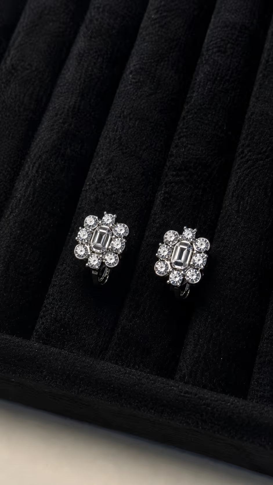 Crystal Floral Cluster Stud Earrings - View 1 - Shop Aizel
