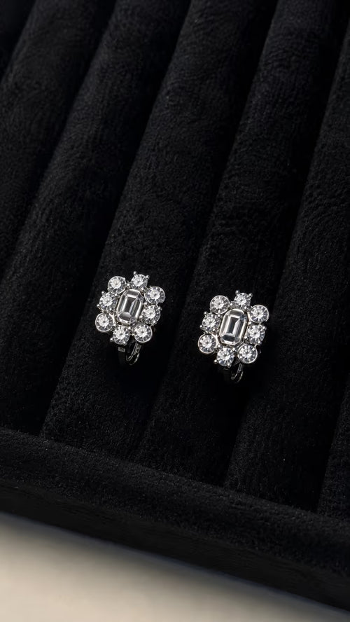 Crystal Floral Cluster Stud Earrings - View 1 - Shop Aizel