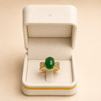 Gold Emerald Green Oval Cocktail Ring - View 1 - Shop Aizel