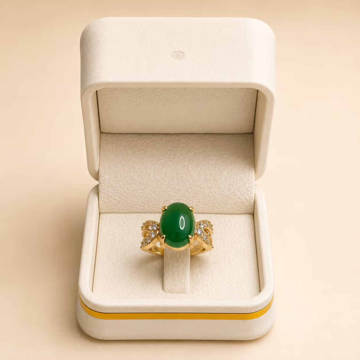 Gold Emerald Green Oval Cocktail Ring - View 1 - Shop Aizel