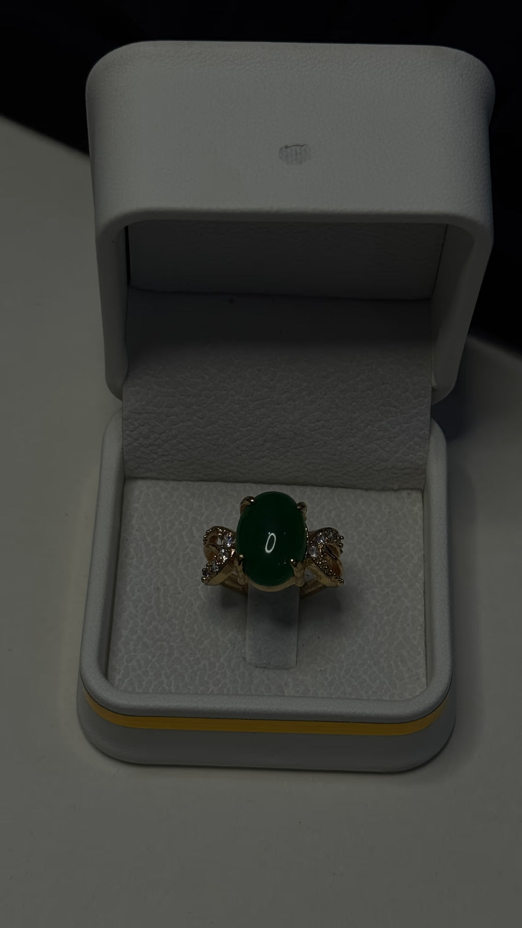 Gold Emerald Green Oval Cocktail Ring - View 5 - Shop Aizel