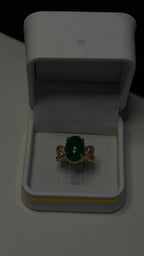 Gold Emerald Green Oval Cocktail Ring - View 5 - Shop Aizel
