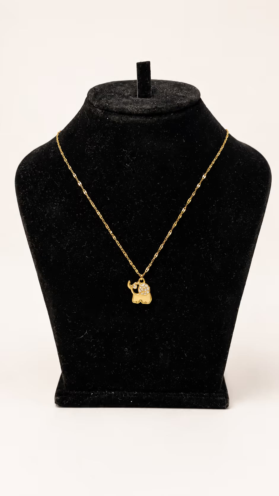 Gold CZ Pavé Elephant Charm Pendant Necklace - View 2 - Shop Aizel