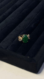 Gold Emerald Green Oval Cocktail Ring - View 6 - Shop Aizel