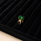 Gold Emerald Green Oval Cocktail Ring - View 3 - Shop Aizel
