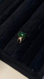 Gold Emerald Green Oval Cocktail Ring - View 7 - Shop Aizel