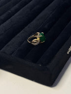Gold Emerald Green Oval Cocktail Ring - View 8 - Shop Aizel