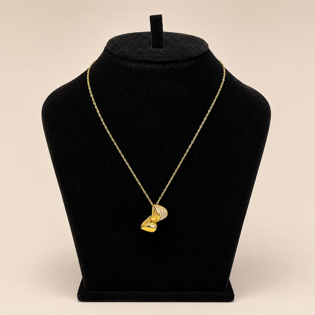Gold Sculptural Petal Pendant Necklace - View 1 - Shop Aizel