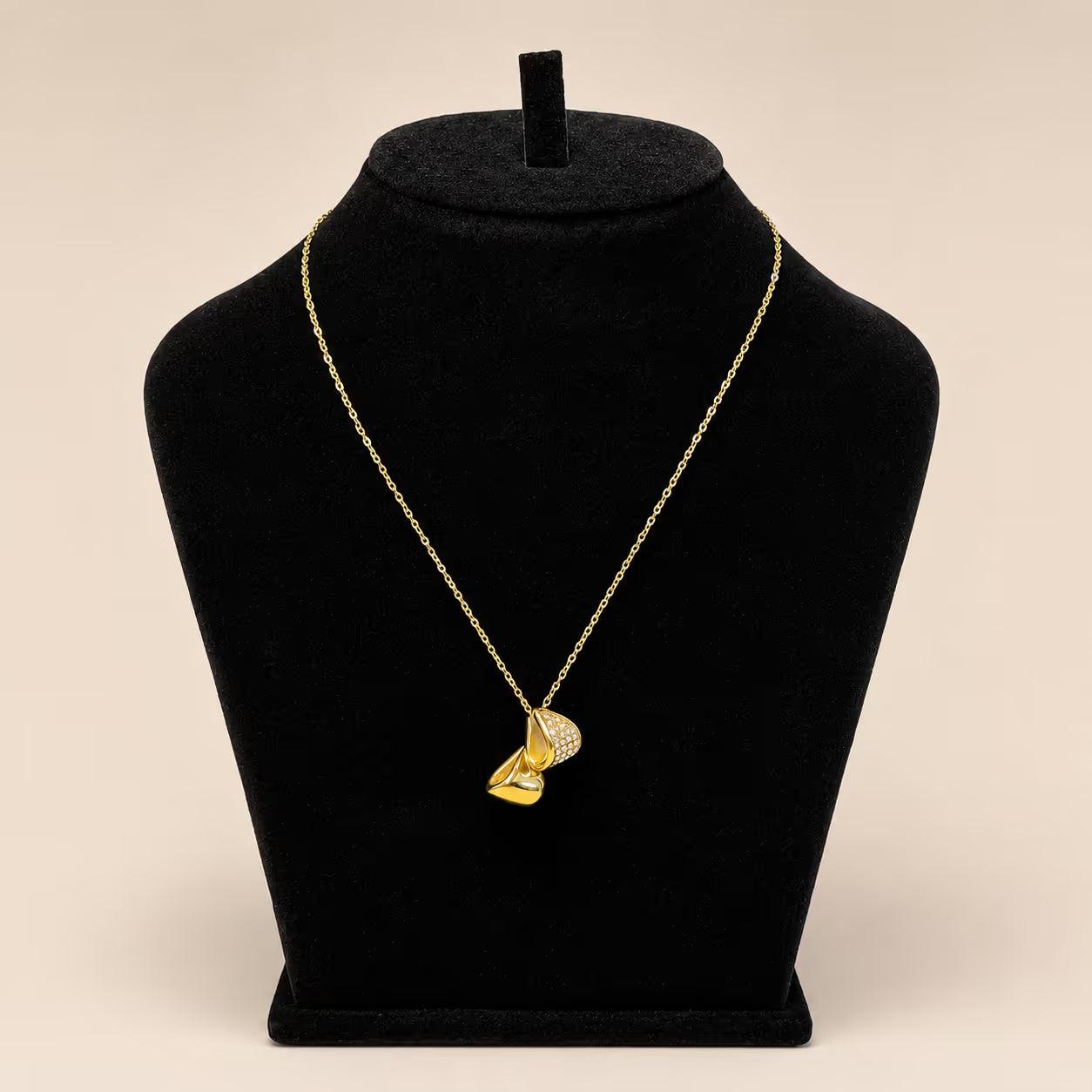 Gold Sculptural Petal Pendant Necklace - View 1 - Shop Aizel