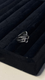 Silver Baguette and Pavé Crystal Statement Ring - View 5 - Shop Aizel