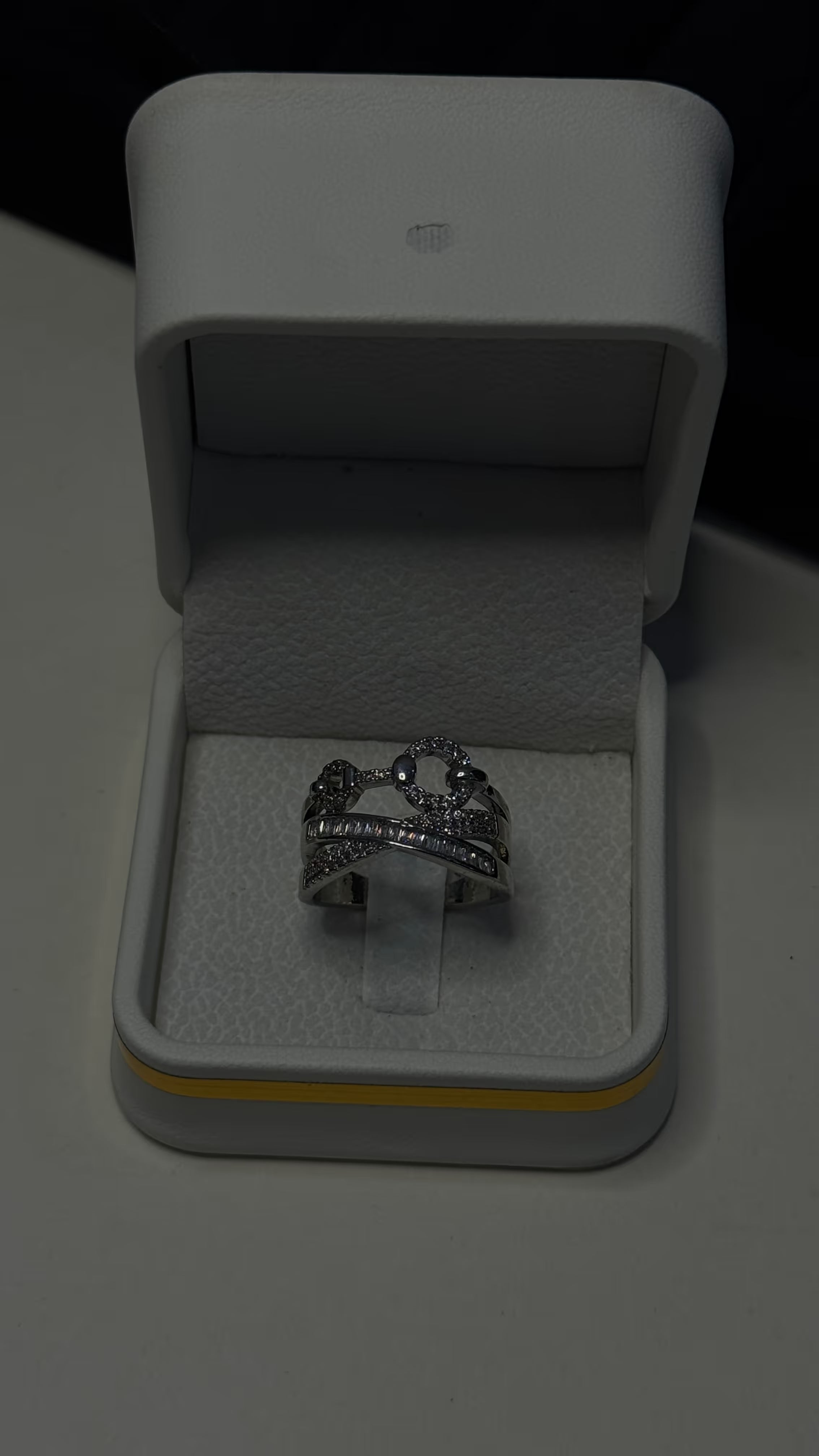 Silver Baguette and Pavé Crystal Statement Ring - View 7 - Shop Aizel