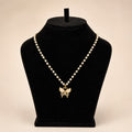 Pearl Chain Gold Butterfly Pendant Necklace - View 1 - Shop Aizel