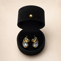 Blue Crystal Gold Swirl Earrings - View 1 - Shop Aizel