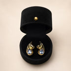 Blue Crystal Gold Swirl Earrings - View 1 - Shop Aizel