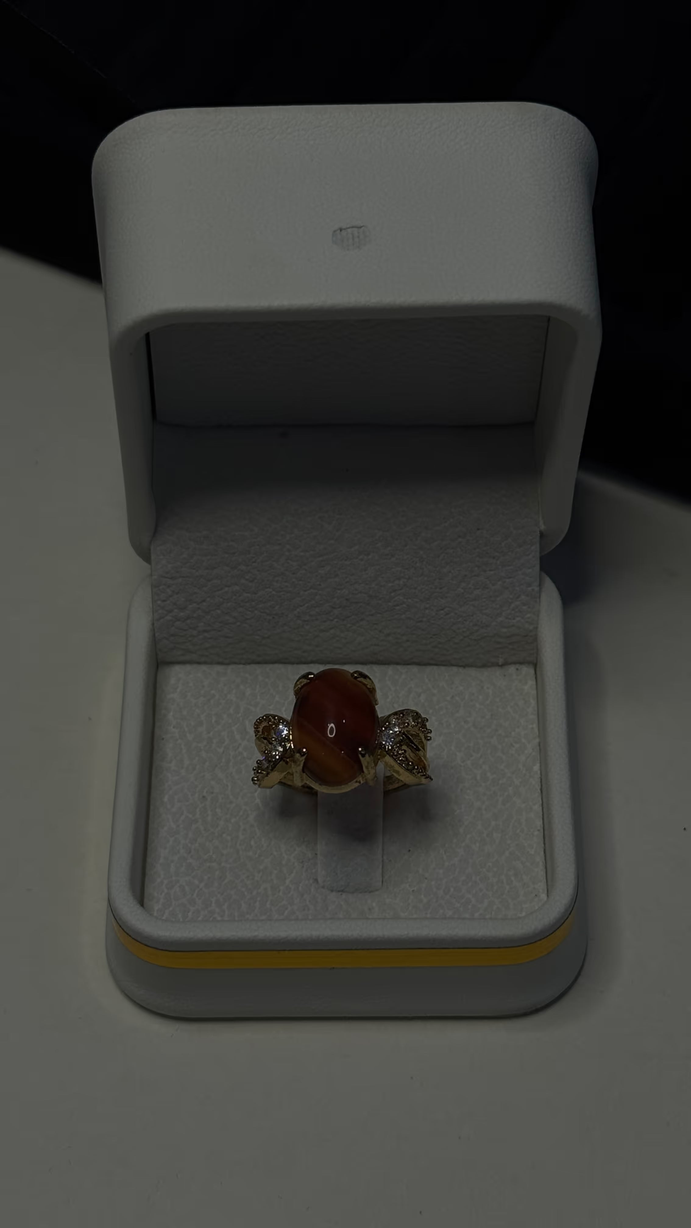 Gold Carnelian Oval Statement Ring - View 4 - Shop Aizel