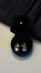 Blue Crystal Gold Swirl Earrings - View 2 - Shop Aizel