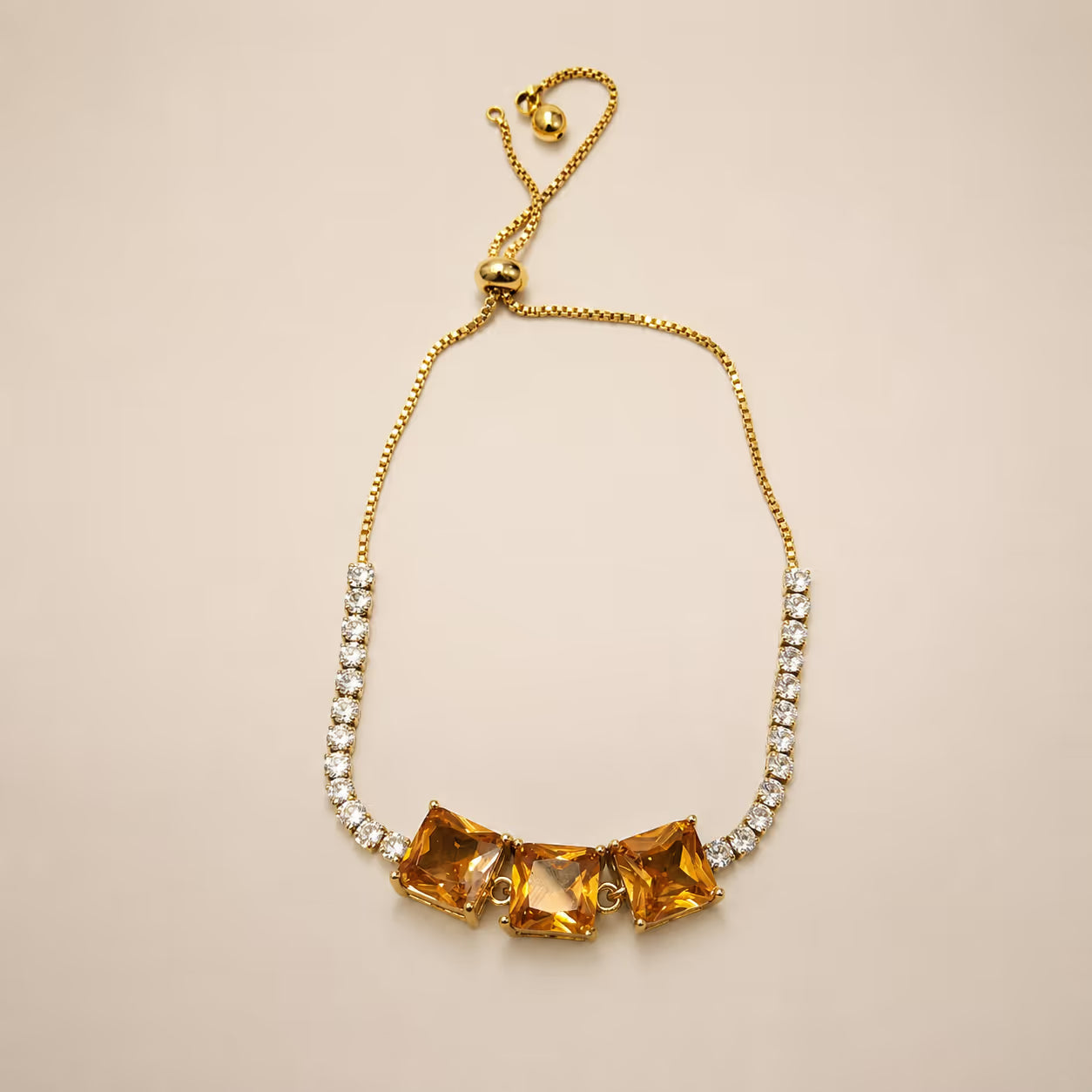 Gold Amber & Crystal Statement Bracelet - View 1 - Shop Aizel