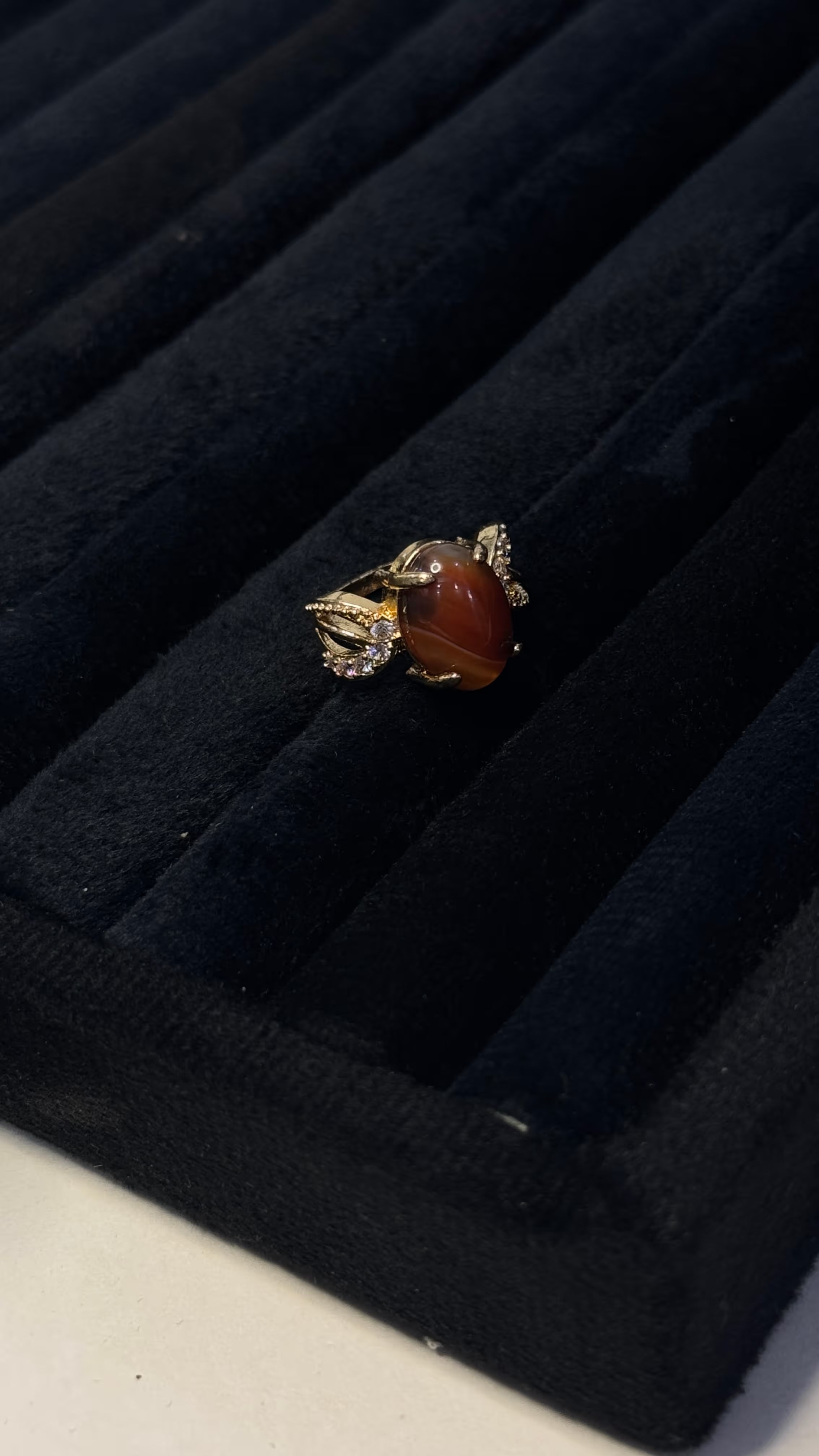 Gold Carnelian Oval Statement Ring - View 6 - Shop Aizel