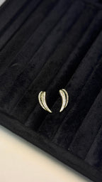 Gold Crystal Curved Stud Earrings - View 4 - Shop Aizel