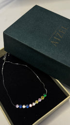 Multicolor Crystal Station Bracelet in Silver Tone - View 6 - Shop Aizel