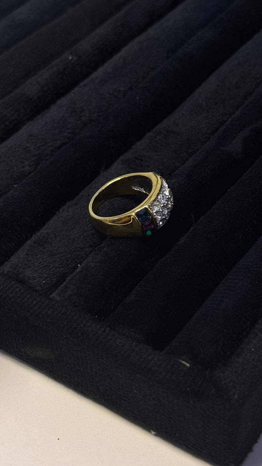 Multicolor Pavé Gemstone Gold Statement Ring - View 6 - Shop Aizel
