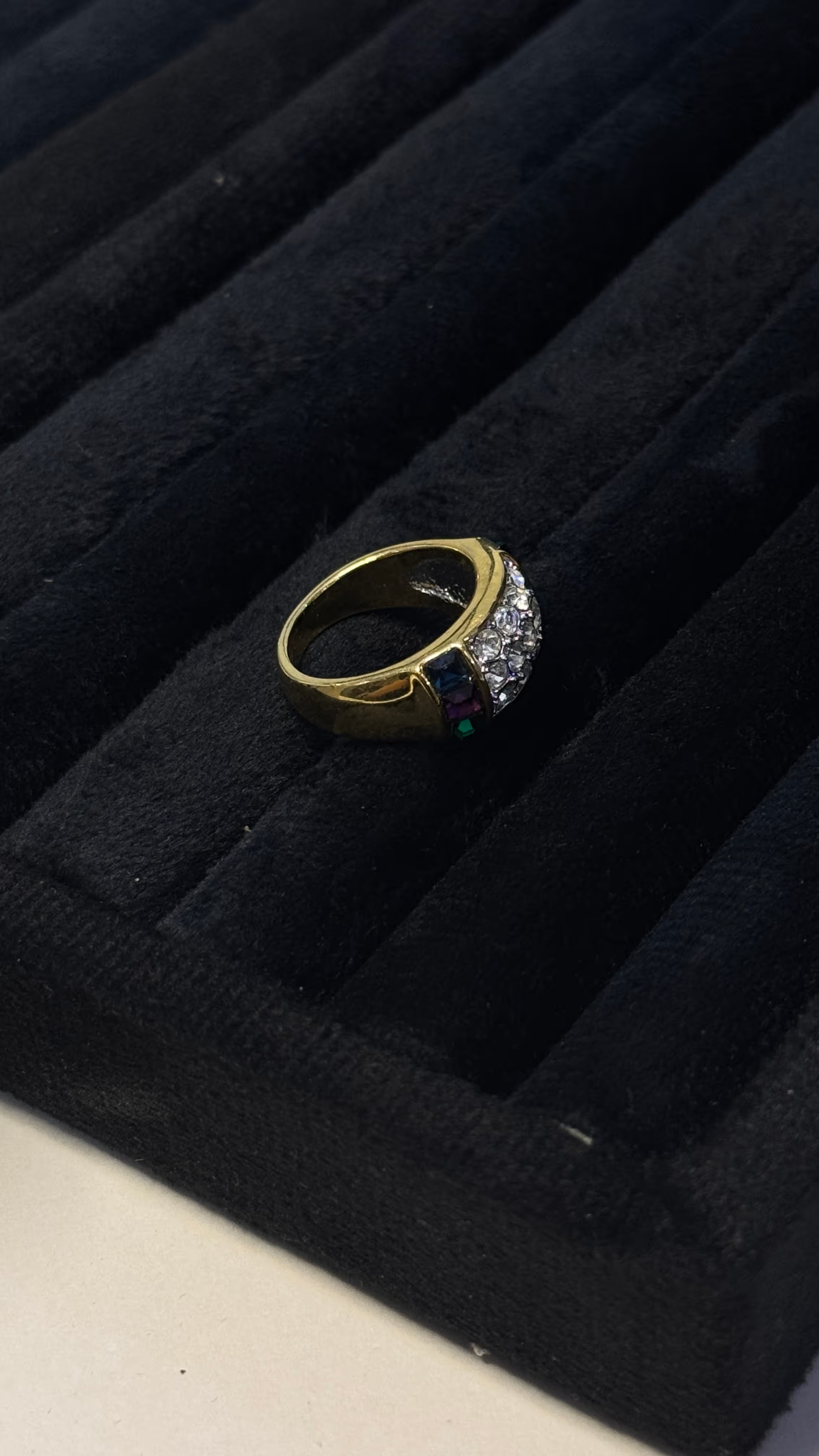 Multicolor Pavé Gemstone Gold Statement Ring - View 6 - Shop Aizel