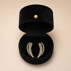 Gold Crystal Curved Stud Earrings - View 1 - Shop Aizel
