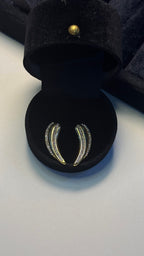 Gold Crystal Curved Stud Earrings - View 5 - Shop Aizel