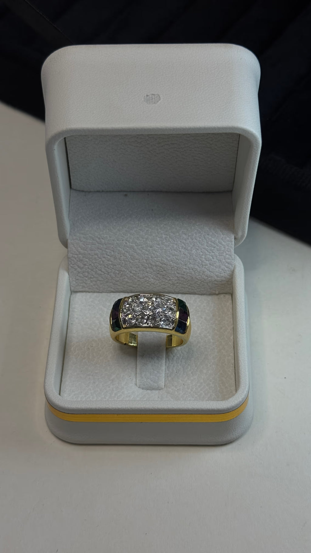 Multicolor Pavé Gemstone Gold Statement Ring - View 10 - Shop Aizel