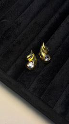 Gold Swirl Crystal Stud Earrings - View 2 - Shop Aizel