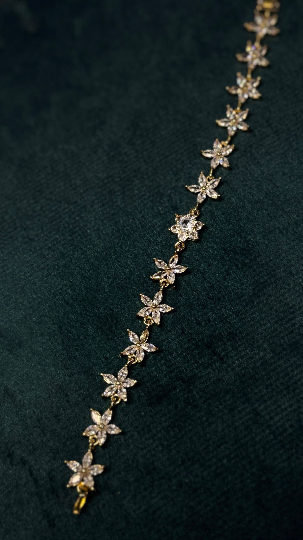 Gold Embellished Floral Crystal Bracelet - View 6 - Shop Aizel