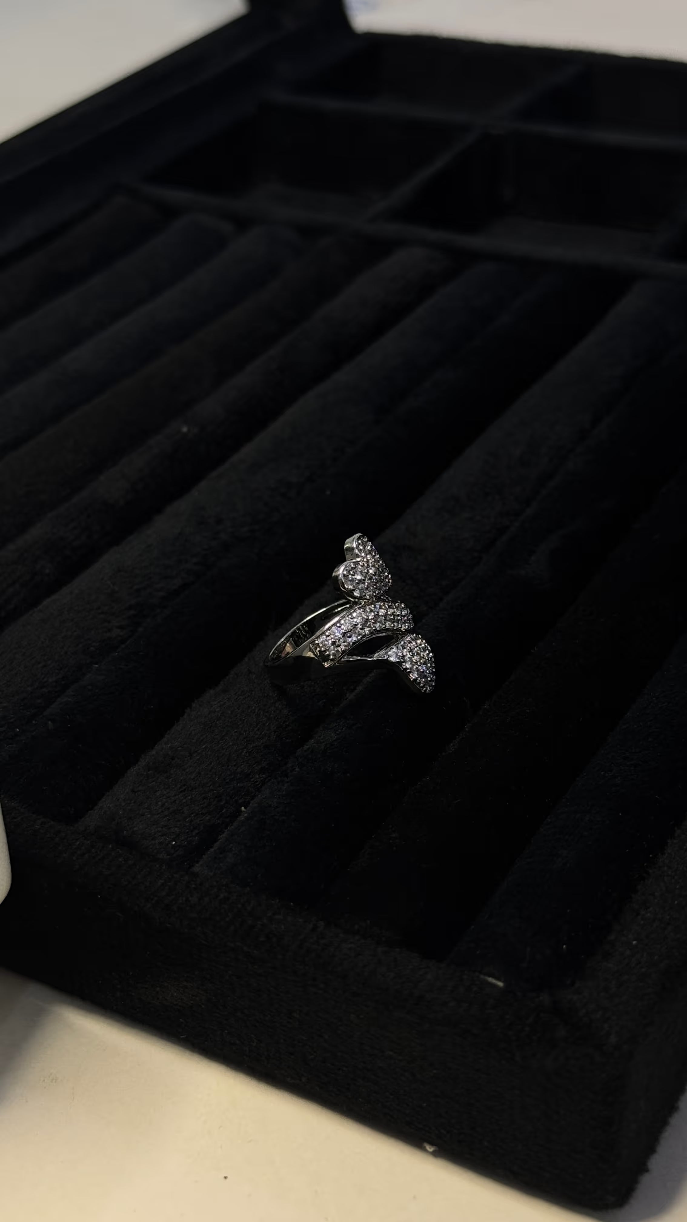 Silver Heart Pavé Cocktail Ring - View 5 - Shop Aizel