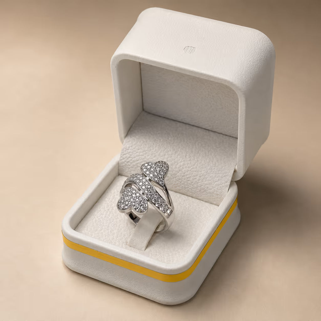 Silver Heart Pavé Cocktail Ring - View 1 - Shop Aizel