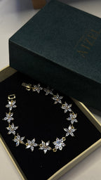 Gold Embellished Floral Crystal Bracelet - View 8 - Shop Aizel