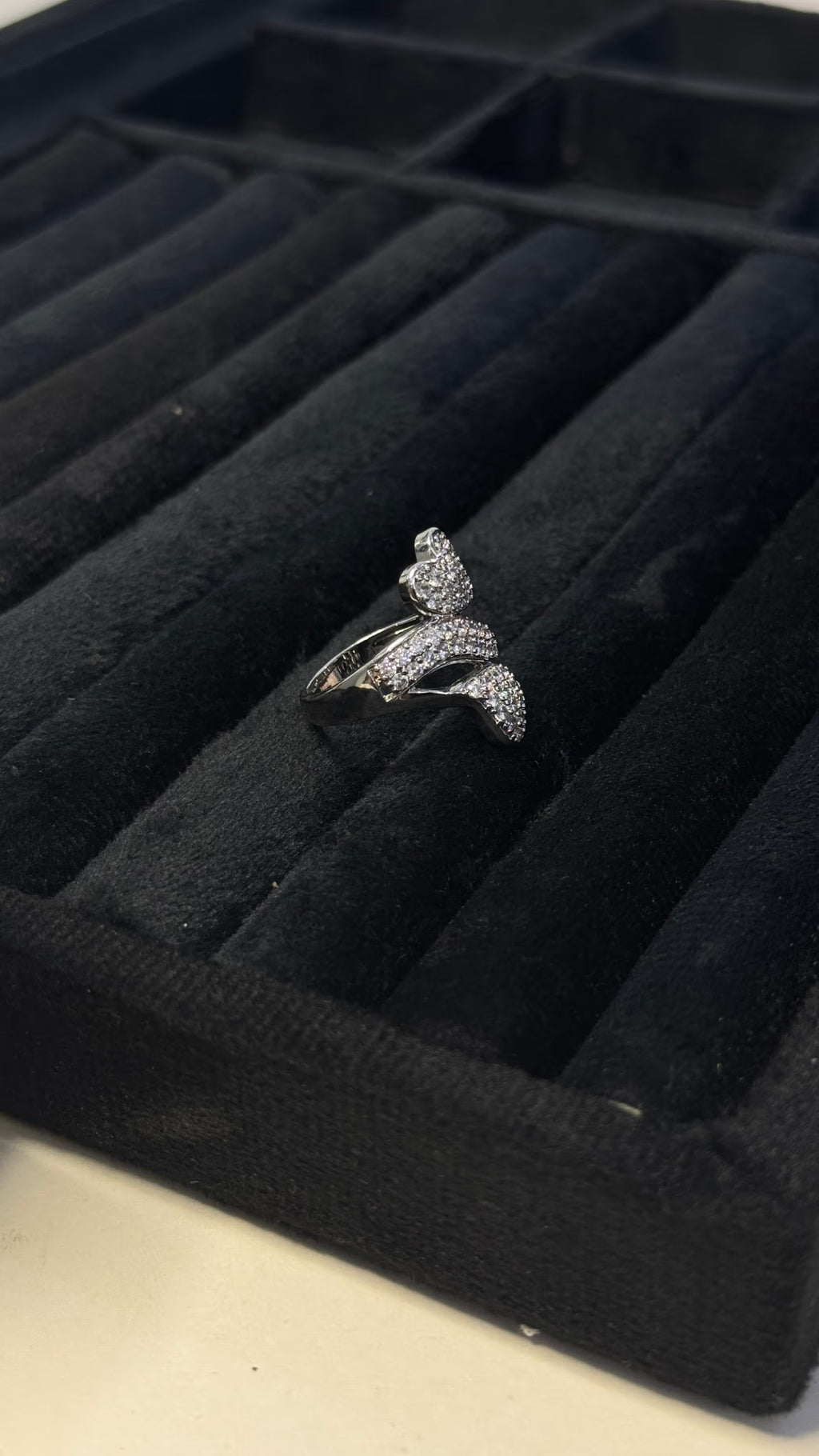 Silver Heart Pavé Cocktail Ring - View 7 - Shop Aizel