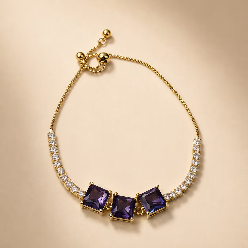 Deep Amethyst & Clear Crystal Gold-Tone Bracelet - View 1 - Shop Aizel