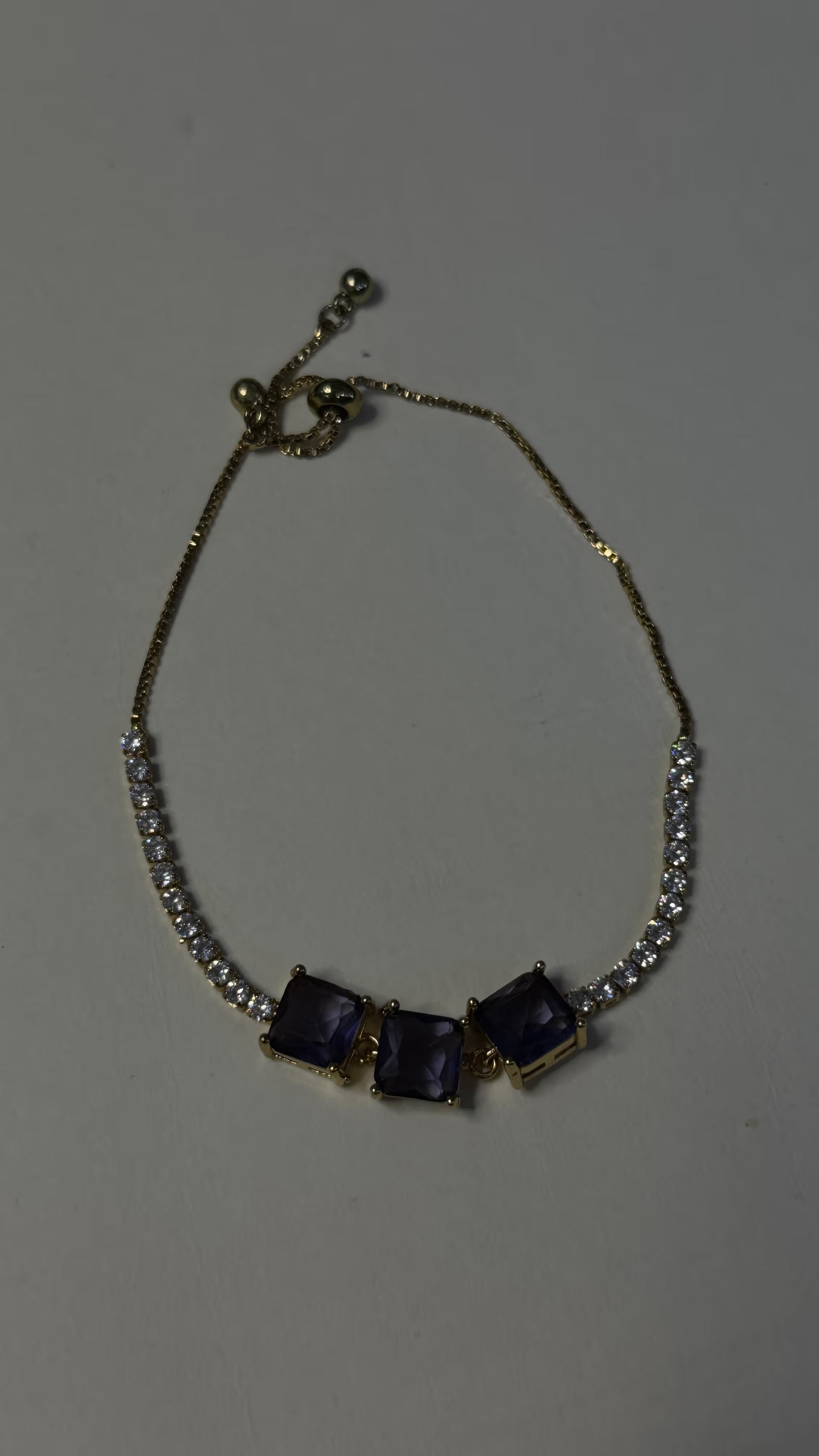 Deep Amethyst & Clear Crystal Gold-Tone Bracelet - View 7 - Shop Aizel