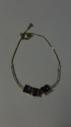 Deep Amethyst & Clear Crystal Gold-Tone Bracelet - View 8 - Shop Aizel