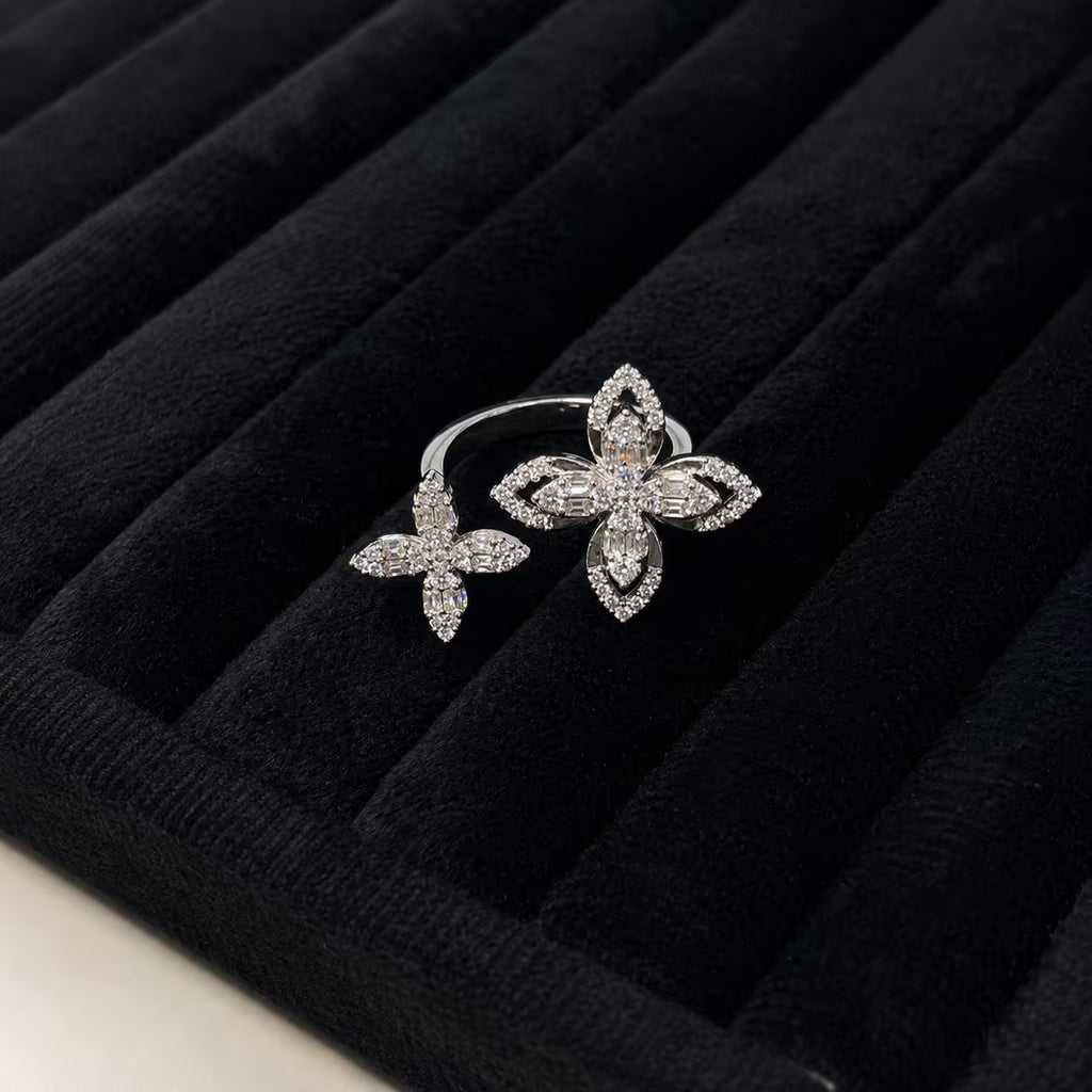 Silver Floral Petal Statement Ring - View 3 - Shop Aizel