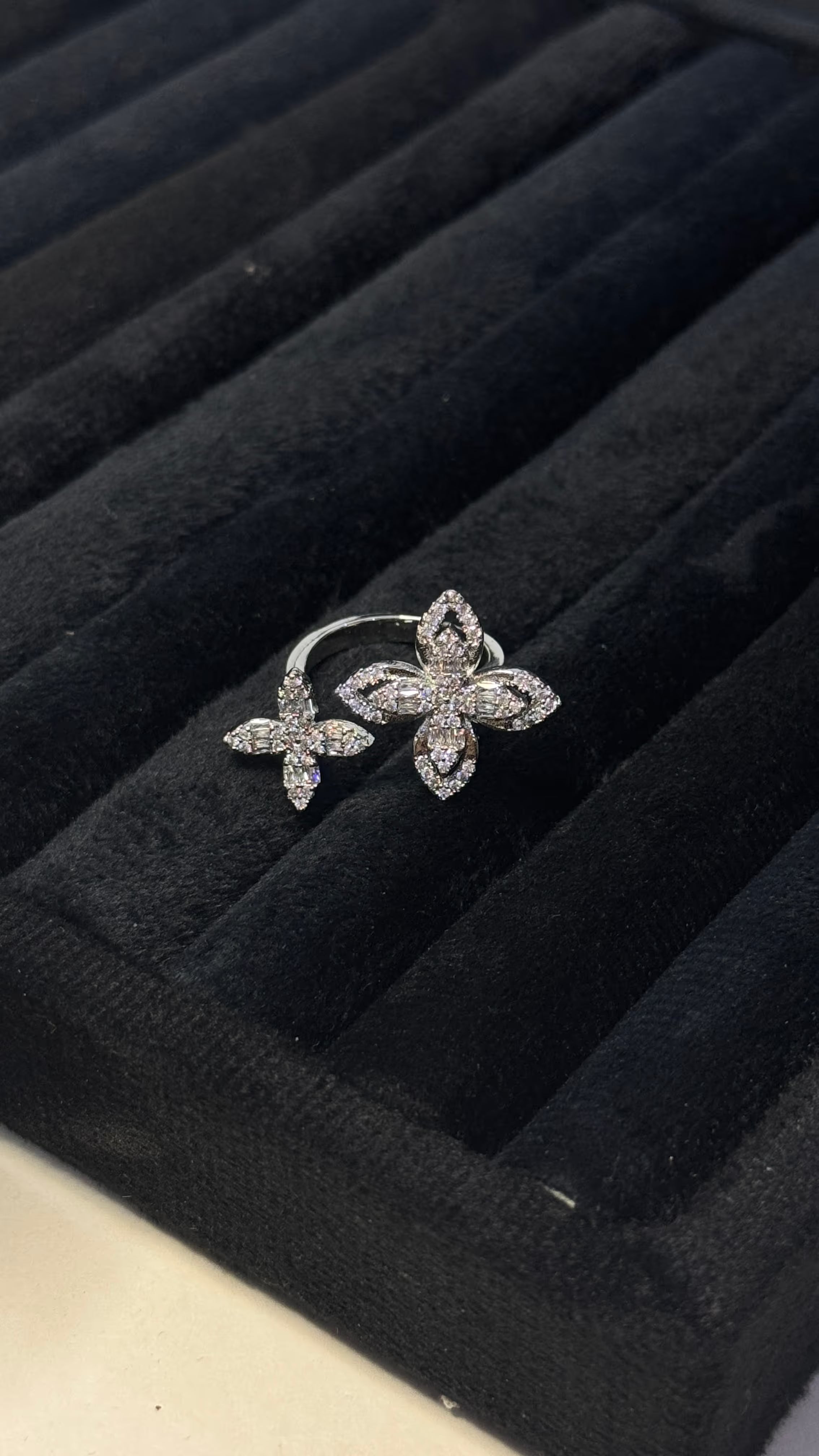 Silver Floral Petal Statement Ring - View 5 - Shop Aizel