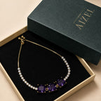 Deep Amethyst & Clear Crystal Gold-Tone Bracelet - View 5 - Shop Aizel